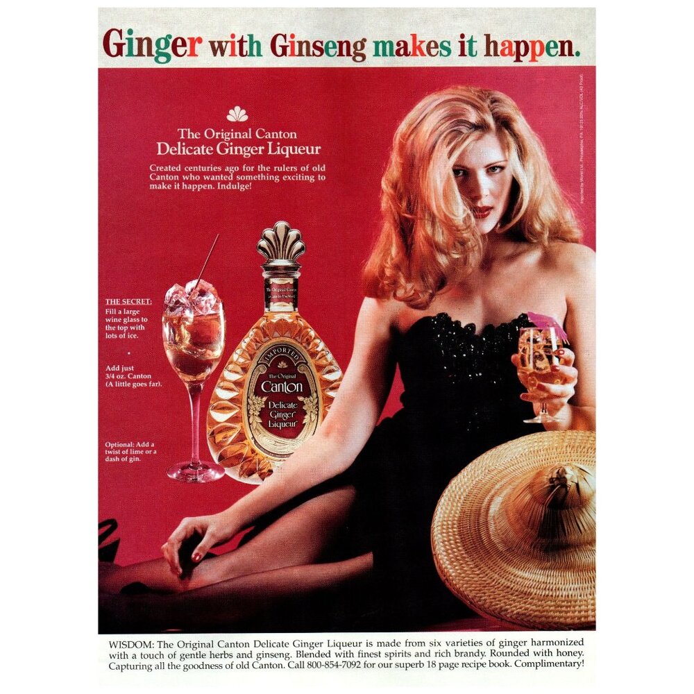 1993 Canton Ginger Liqueur Vintage Print Ad Redhead Little Black Dress Wall Art